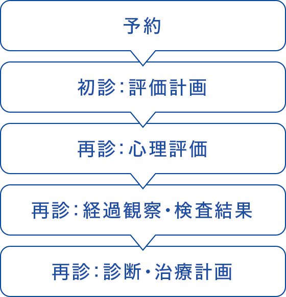 初診から診断までの流れの一例 初診から診断までの流れの一例